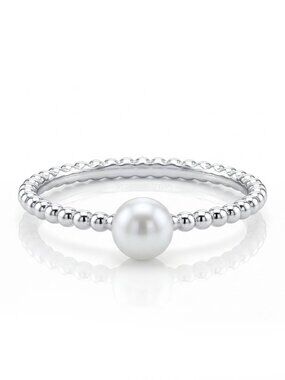 Dainty Pearl Ring, 925 Sterling Silver Charmed Aroma